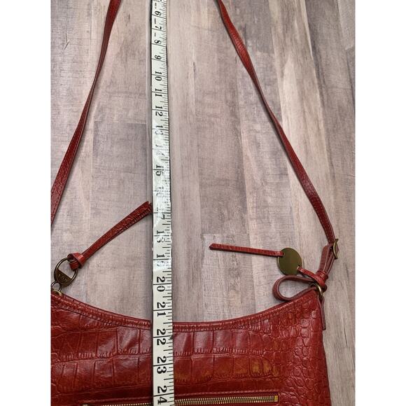 Margot red Croc print Leather Embossed handbag/crossbody Hobo Tote Purse - Picture 14 of 15